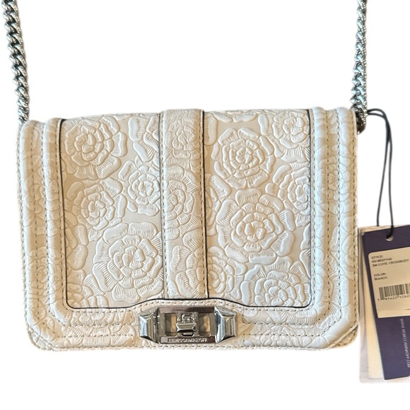 Rebecca Minkoff Love Crossbody White Floral Embossed NWT - Picture 3 of 14